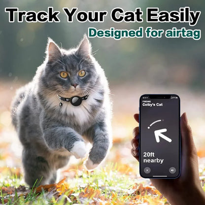 Airtag Cat Collar Breakaway, Reflective Kitten Collar with Apple Air Tag Holder and Bell for Girl Boy Cats, Lightweigh Necklace