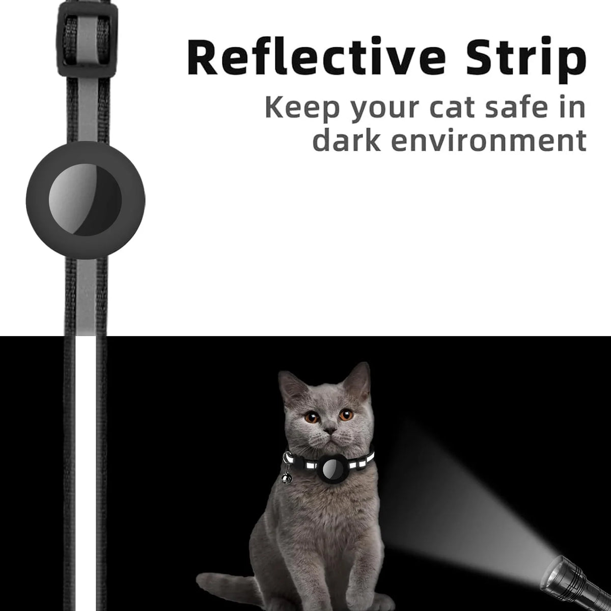 Airtag Cat Collar Breakaway, Reflective Kitten Collar with Apple Air Tag Holder and Bell for Girl Boy Cats, Lightweigh Necklace